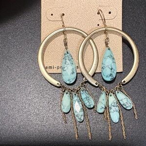 Gold and Turquoise Dangle Earrings